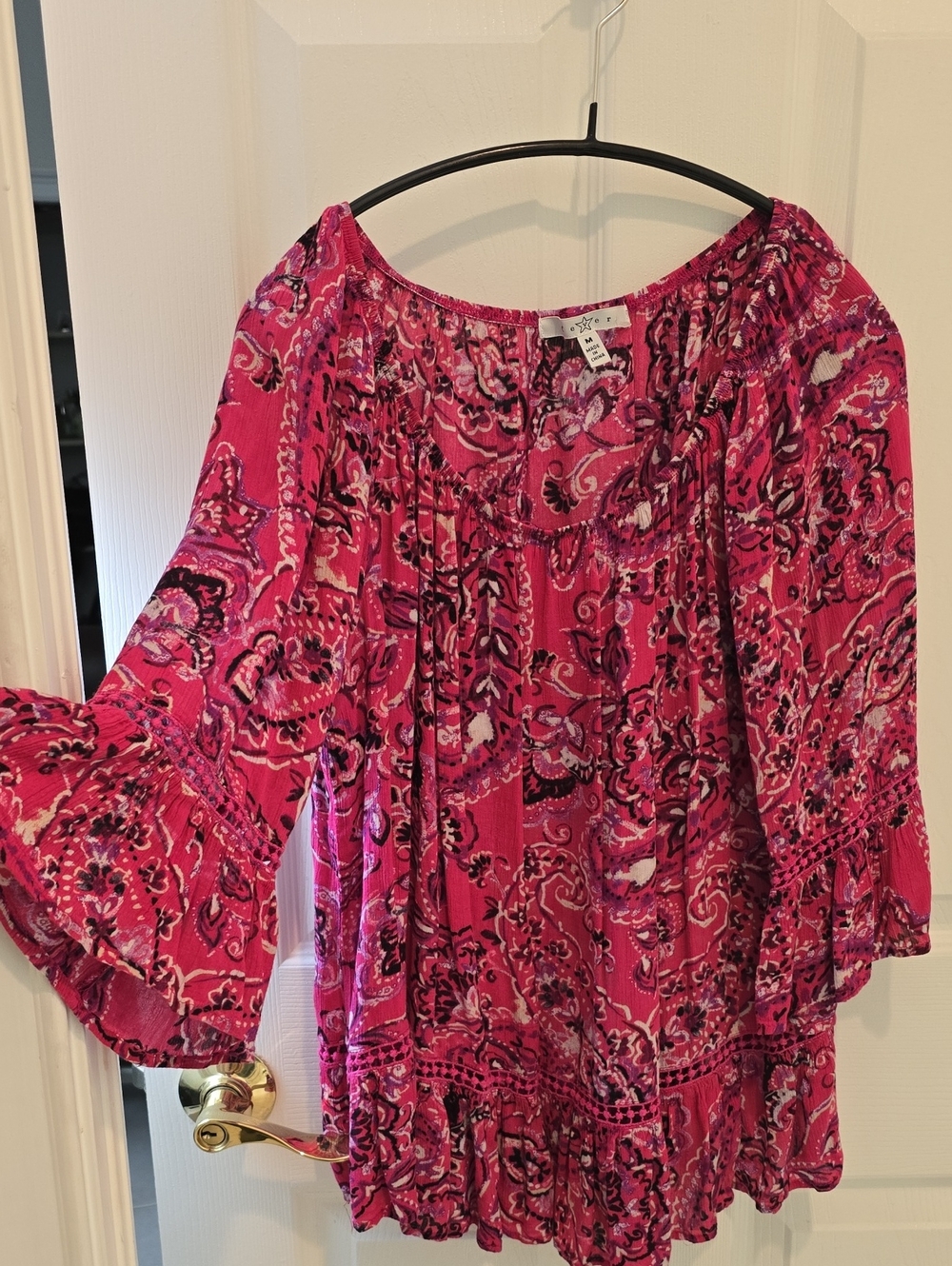 Fever Boho Hot Pink Paisley Top